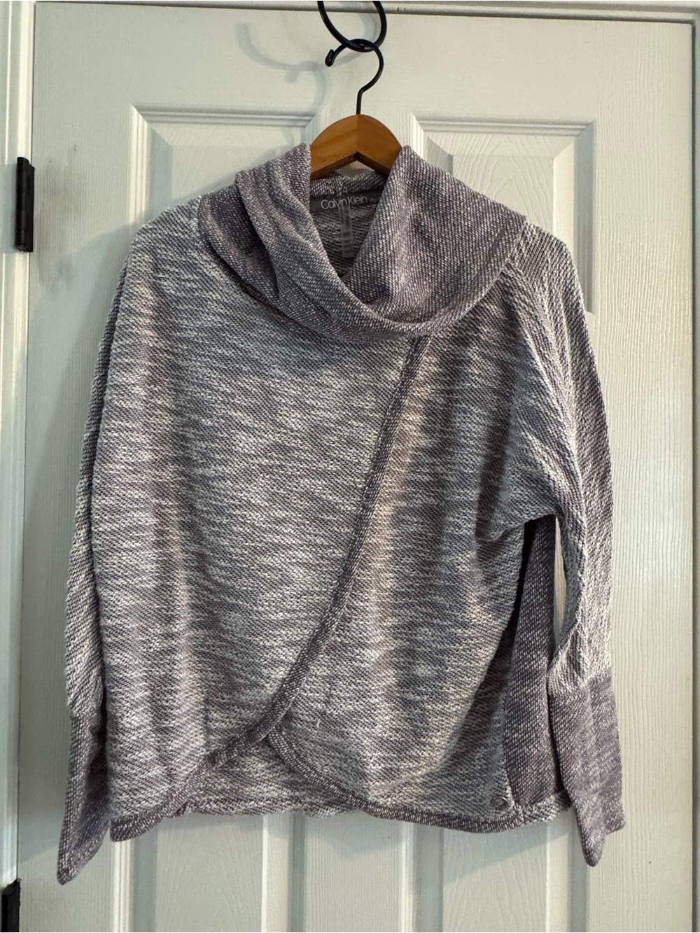 Calvin Klein Performance Heather Gray Cowl Neck Wrap Sweater